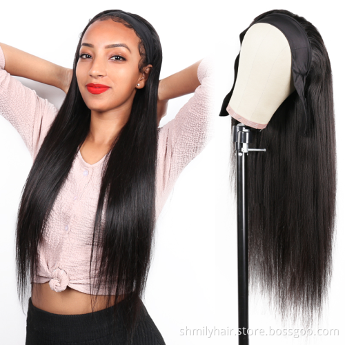 Headband Wig Virgin Brazilian Cuticle Aligned Human Hair 40 Inch Colorful Wig ,Headband Kinky Ponytail Human Hair Wig